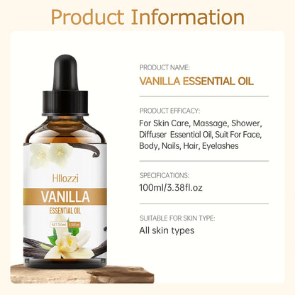 Huile essentielle de vanille pour le visage, SPU, diffuseur d'aromathérapie, savon DIY, adapté à tous types de peau, parfum longue durée