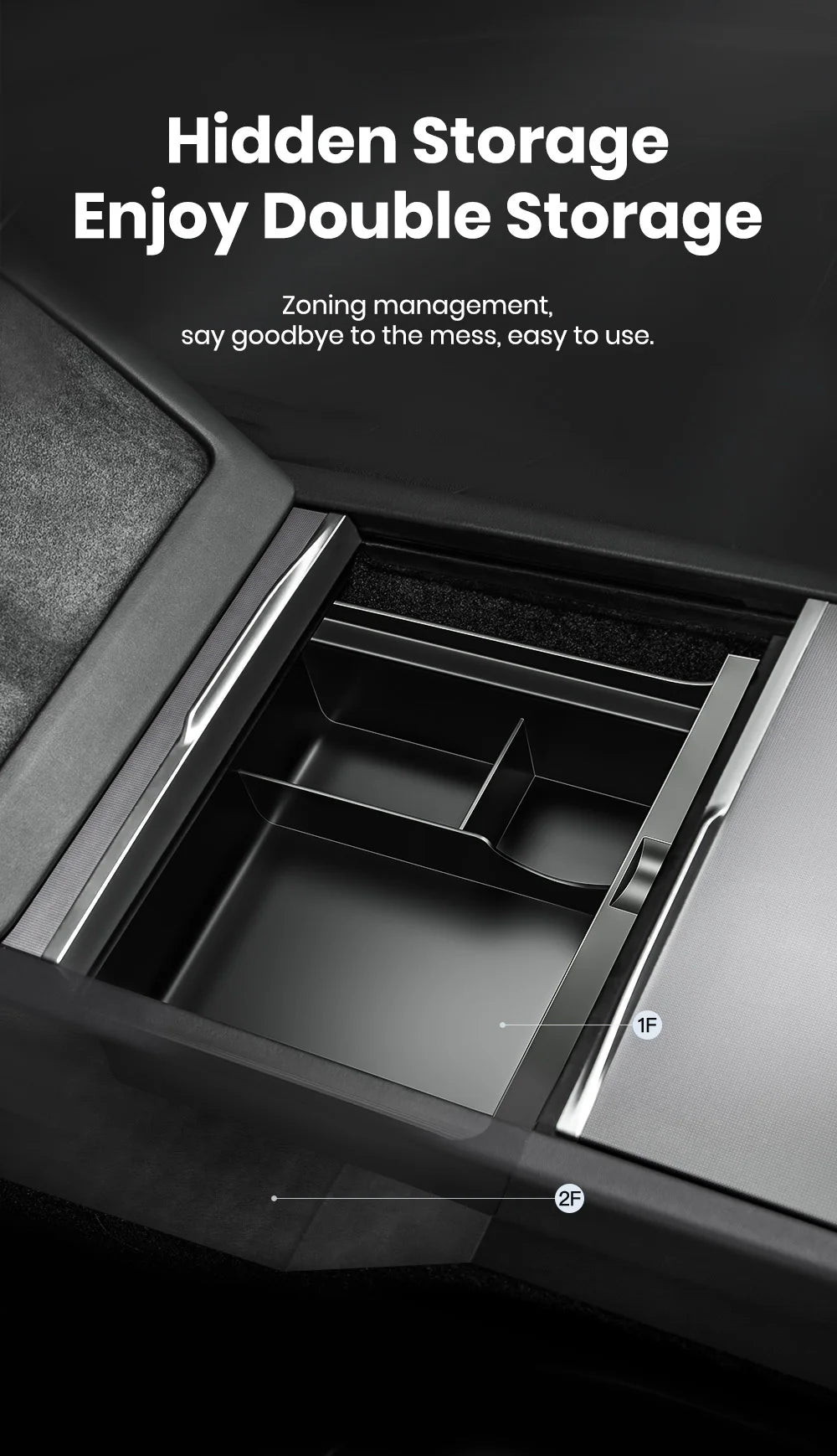 Accoudoir central caché, boîte de rangement, support de verre, organisateur de Console, accessoires pour Tesla modèle 3 Highland 2025 modèle Y 2021 – 2025