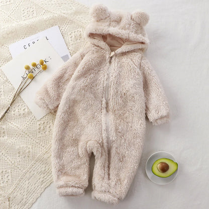Vêtements d'hiver pour bébé de 0 à 24 mois, barboteuse en coton, ours de dessin animé mignon, Costume d'animal pour bébé garçon et fille, combinaison à fermeture éclair
