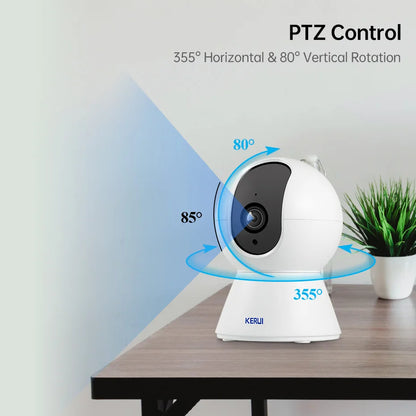 KERUI 5MP 4K Tuya Smart Mini WiFi IP caméra intérieure sans fil sécurité à domicile AI humain détecter CCTV caméra de Surveillance suivi automatique