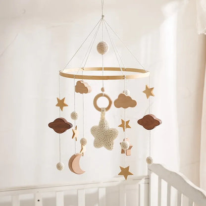 Berceau de bébé lit Mobile cloche hochet jouets en bois Crochet étoiles pendentif lit cloche jouets nouveau-né confort berceau support suspendus jouets cadeaux