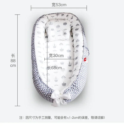 Lit de voyage pour bébé en bas âge, berceau en coton pour nouveau-né, berceau pare-chocs, nouveau lit nid de bébé 85x50cm avec oreiller, berceau Portable