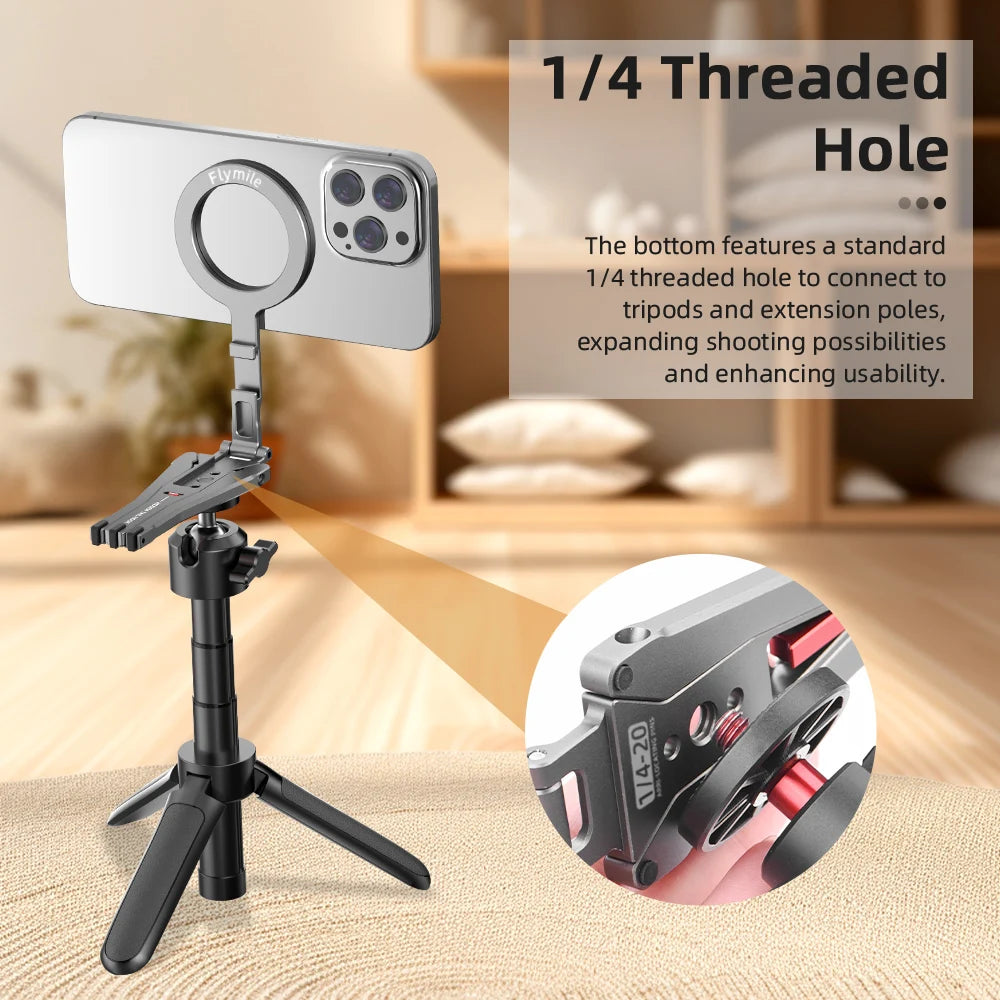 Support magnétique pour iPhone 16 15 14 13 Pro/Pro Max, accessoires universels pour trépied magnétique Magsafe en alliage d'aluminium pour téléphone