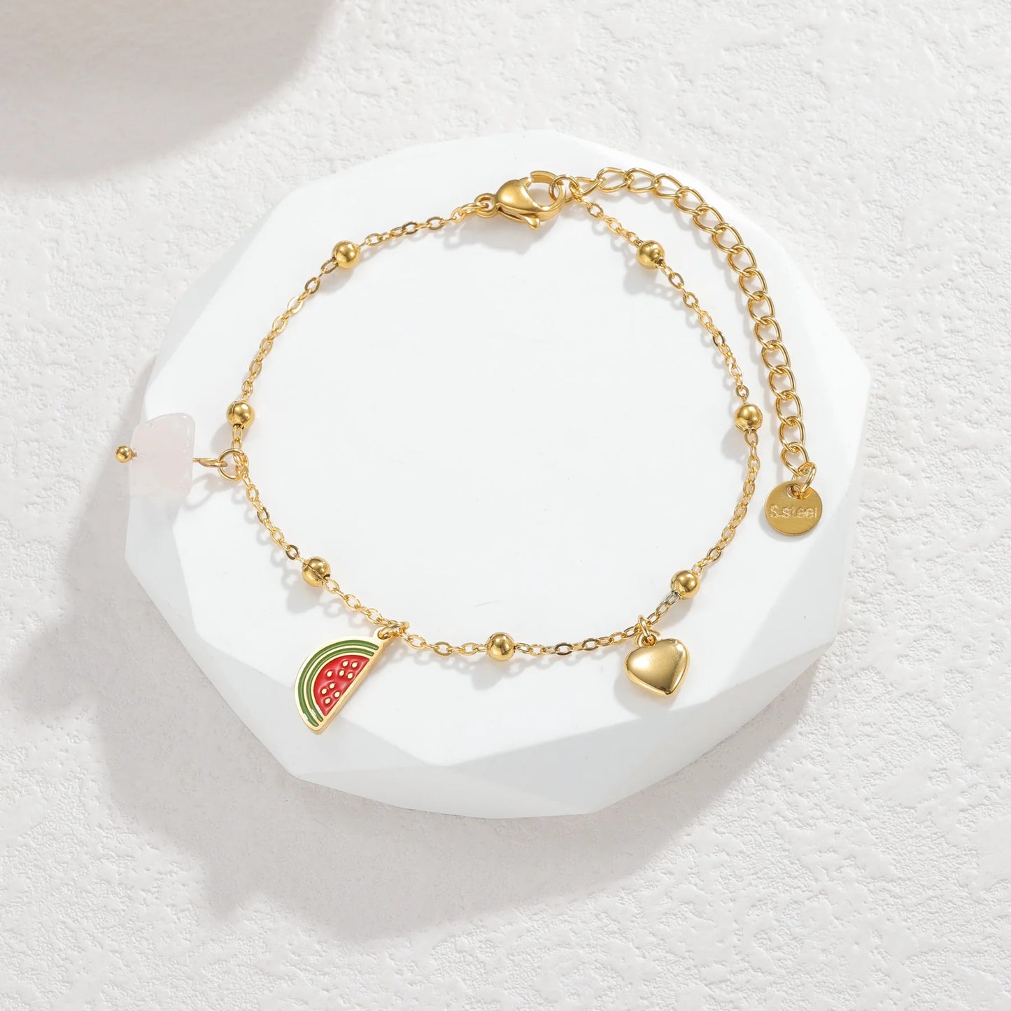Nextvance été mode plaqué or Bracelets pour femme rouge fraise cerise pastèque breloques en acier inoxydable bijoux cadeaux