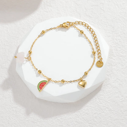 Nextvance été mode plaqué or Bracelets pour femme rouge fraise cerise pastèque breloques en acier inoxydable bijoux cadeaux