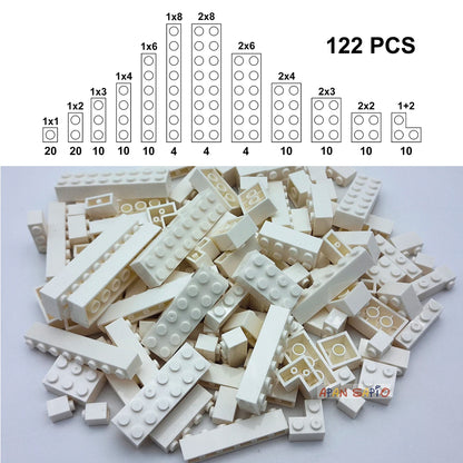 122 pièces figurines épaisses briques 12 tailles bricolage blocs de construction éducatif taille créative Compatible avec 3001 jouets en plastique pour les enfants