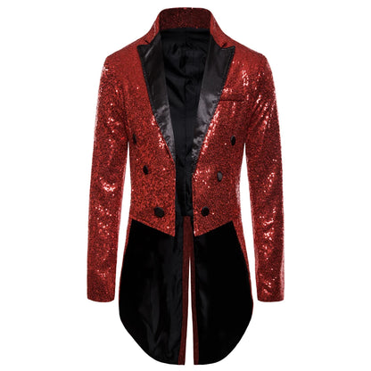 Manteau de Costume à paillettes dorées brillantes pour hommes, veste de smoking à Double boutonnage pour marié de mariage, Costume de fête sur scène de bal