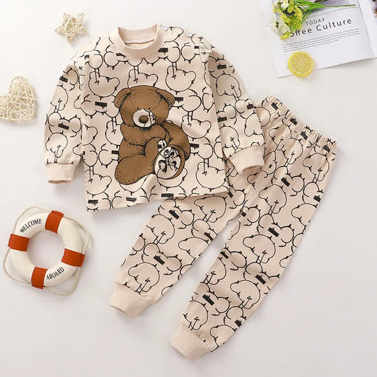 Vêtements de maison en coton pour bébés, costume de classe pour enfants, pyjama pour garçons et filles, T-shirt Long + pantalon, nouvelle collection 2024
