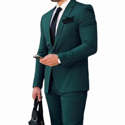 Dernière conception vert foncé hommes costumes 2025 coupe ajustée revers cranté marié smoking personnalisé Costume Homme Mariage 2 pièces (veste + pantalon)