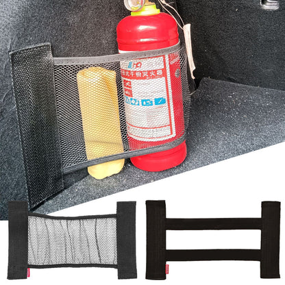 Filet de rangement pour coffre arrière de voiture, maille élastique, sangles fixes, organisateur intérieur de voiture, filet de rangement pour extincteur, sac de fixation arrière de siège, accessoire de voiture