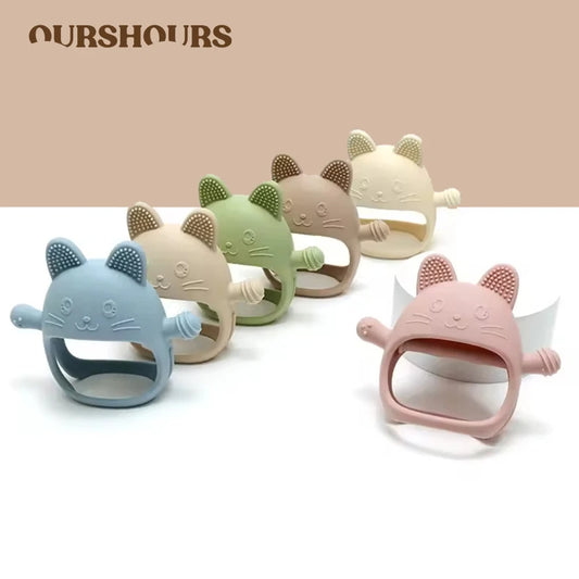 Gants de dentition en Silicone pour bébé, 1 pièce, jouet sans BPA, mignon en forme d'animal, jouets molaires de dentition pour nourrissons, soins dentaires, articles pour nouveau-nés
