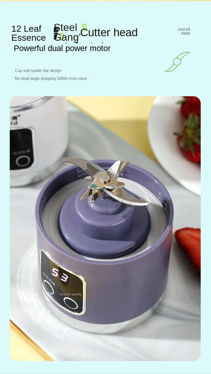 Mélangeur domestique Portable, presse-agrumes électrique concassé, avec 3 vitesses, grande capacité de 450ML, tasse de jus à affichage numérique