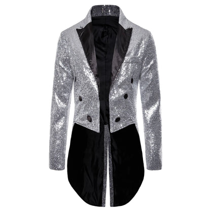 Manteau de Costume à paillettes dorées brillantes pour hommes, veste de smoking à Double boutonnage pour marié de mariage, Costume de fête sur scène de bal