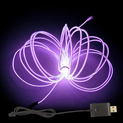 EL – fil lumineux de couleur 3M/5M/10M, avec adaptateur USB, bande lumineuse néon 360, corde lumineuse découpable pour fête d'halloween, décoration DIY