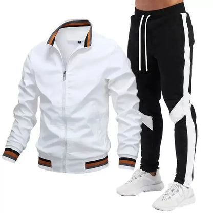 Survêtement pour hommes, jogging décontracté, vêtements de sport, vestes et pantalons, ensembles de 2 pièces, col montant, combinaison de sport, Jogging, Fitness
