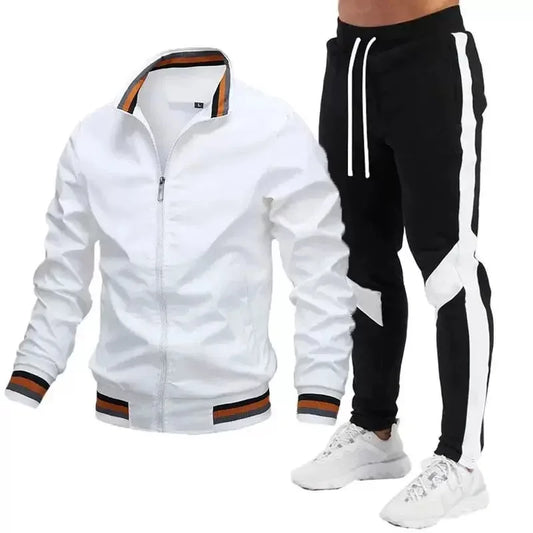 Survêtement pour hommes, jogging décontracté, vêtements de sport, vestes et pantalons, ensembles de 2 pièces, col montant, combinaison de sport, Jogging, Fitness