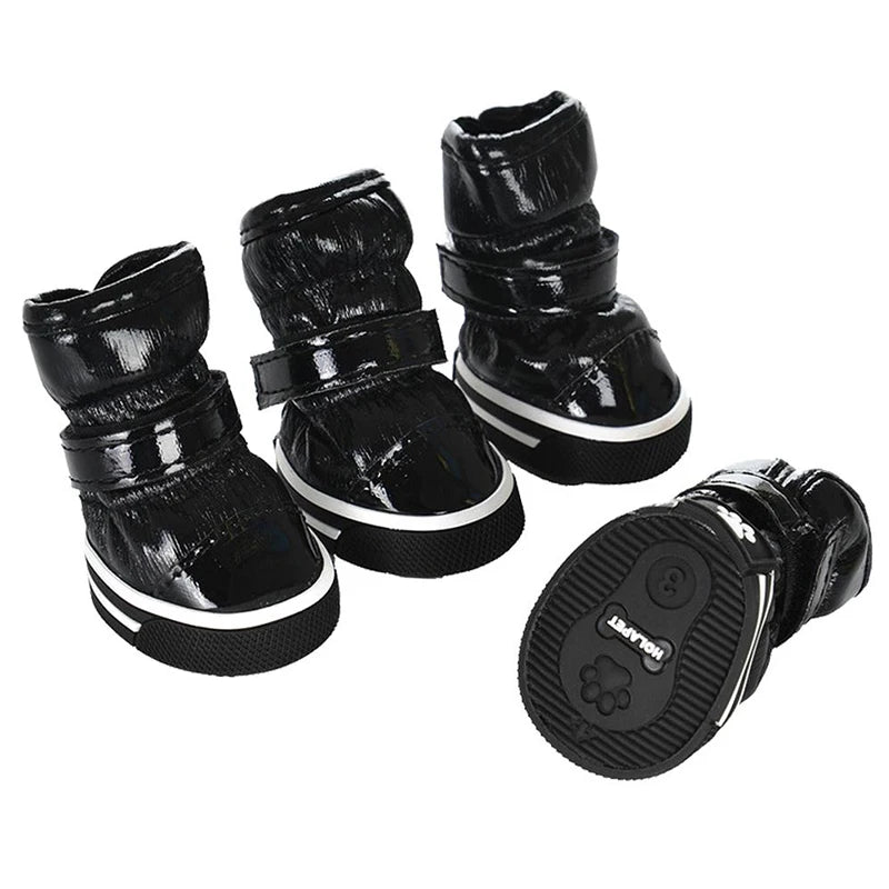 Chaussures d'hiver chaudes et imperméables pour animaux de compagnie, bottes de neige pour chien souriant, chaussures de pluie pour chiot, accessoires pour chihuahua et bouledogue, 4 pièces/ensemble