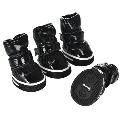 Chaussures d'hiver chaudes et imperméables pour animaux de compagnie, bottes de neige pour chien souriant, chaussures de pluie pour chiot, accessoires pour chihuahua et bouledogue, 4 pièces/ensemble
