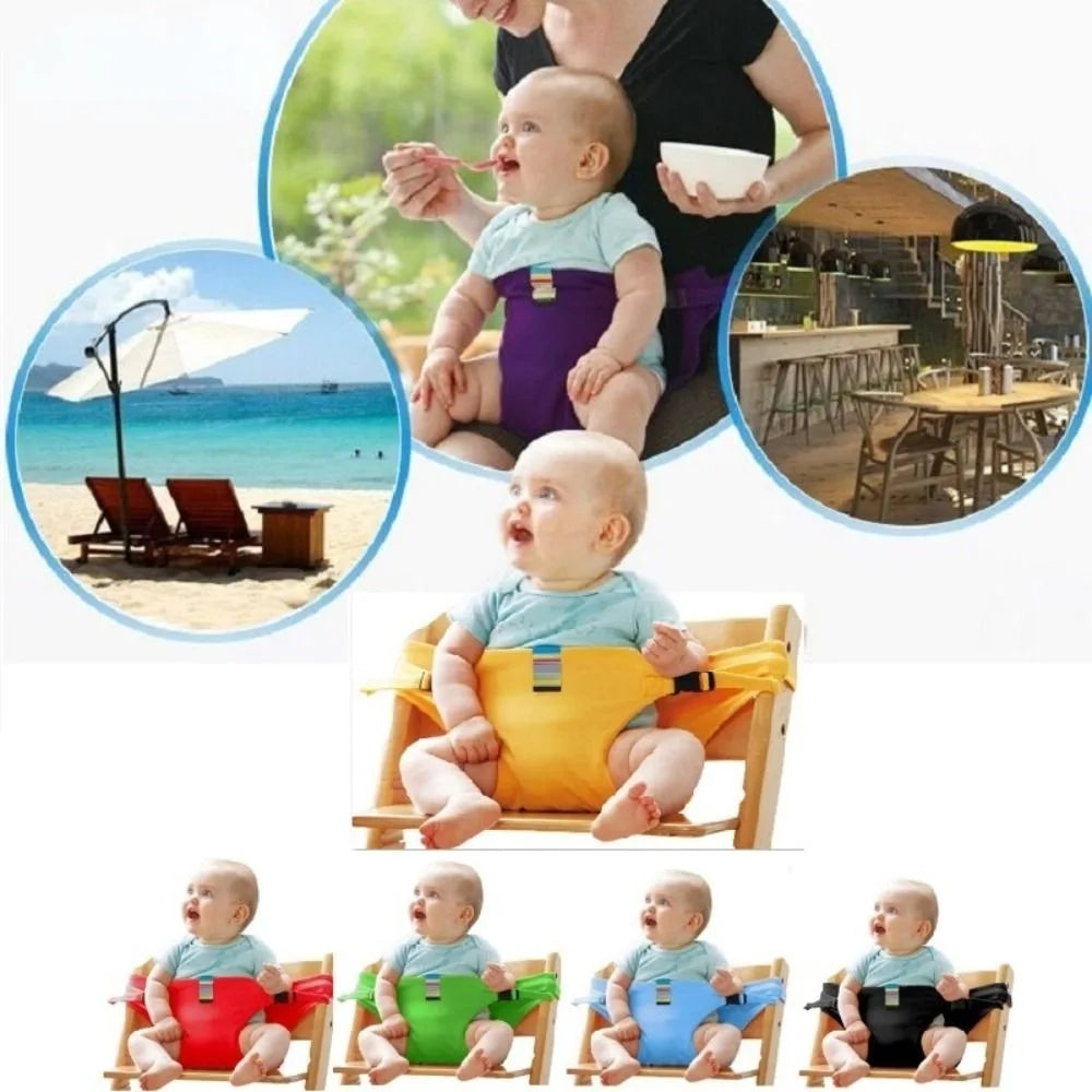 Chaise de salle à manger Portable pour bébé, ceinture fixe, lavable, sangle de siège haute, extérieur, alimentation pour nourrissons, housse de siège avec ceinture de sécurité