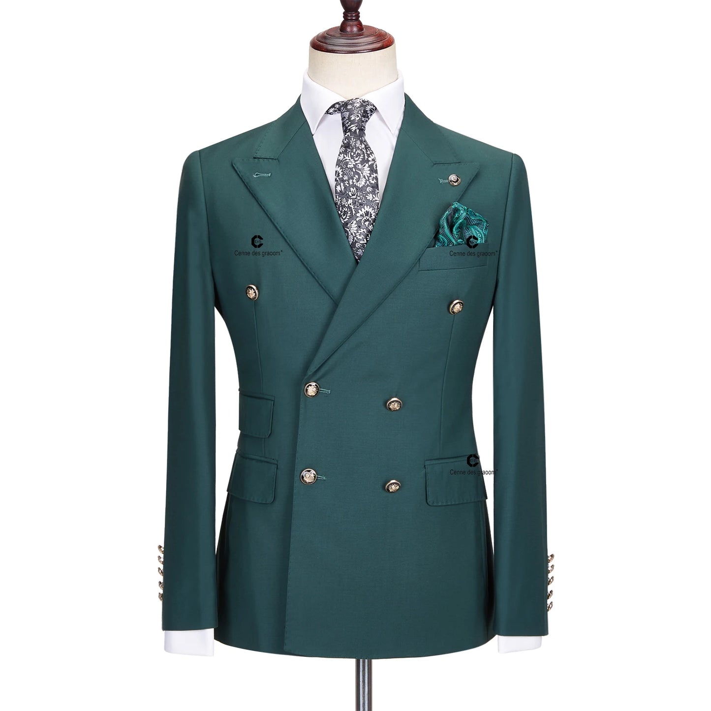 Cenne Des Graoom – Costume élégant pour hommes, ensemble 2 pièces, vert, Double boutonnage, coupe cintrée, haute qualité, Costume de fête de mariage, nouvelle collection 2023