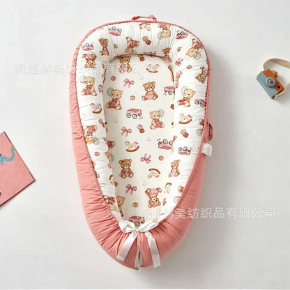 Lit de voyage pour bébé en bas âge, berceau en coton pour nouveau-né, berceau pare-chocs, nouveau lit nid de bébé 85x50cm avec oreiller, berceau Portable