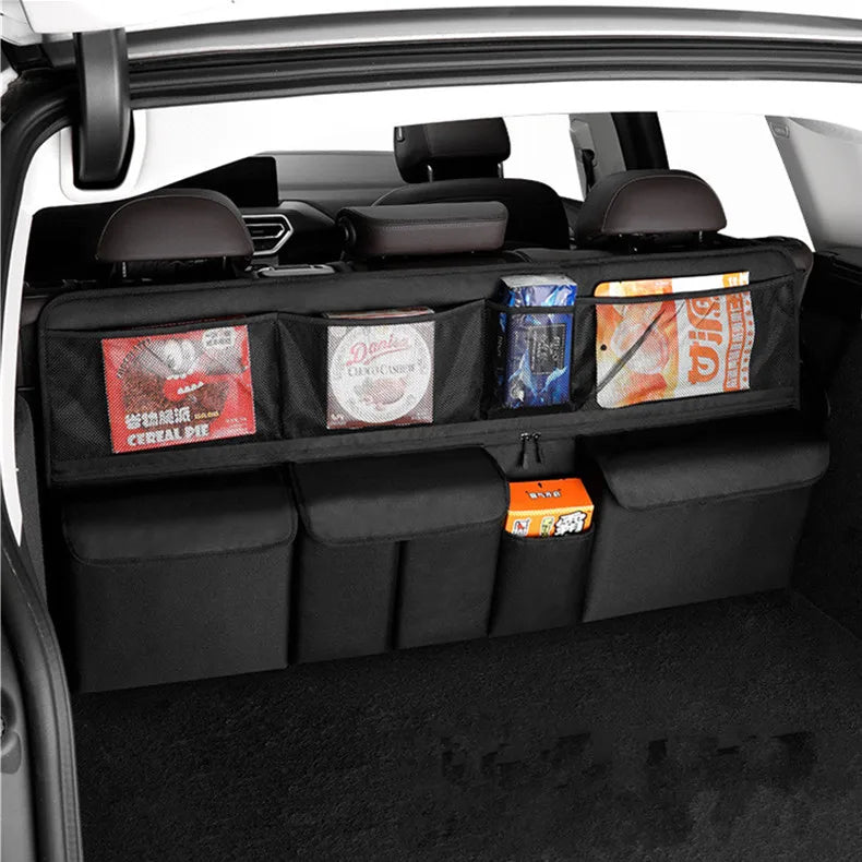 Sac de rangement pour coffre de voiture, sac suspendu pour dossier de siège de voiture SUV, sac de rangement multifonctionnel en maille, articles de rangement pour intérieur de voiture