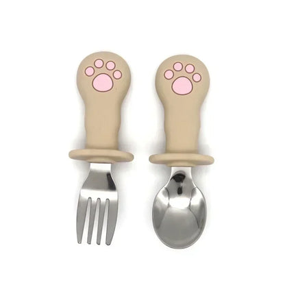 Ensemble de vaisselle de dessin animé pour bébé, ustensiles pour enfants en acier inoxydable, couverts de table pour tout-petits, dessin animé, cuillère d'alimentation pour nourrissons, fourchette