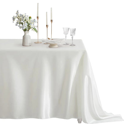 Nappe rectangulaire en Satin pour mariage, blanc et noir, pour fête d'anniversaire, événements, Banquet, décoration de dîner à domicile