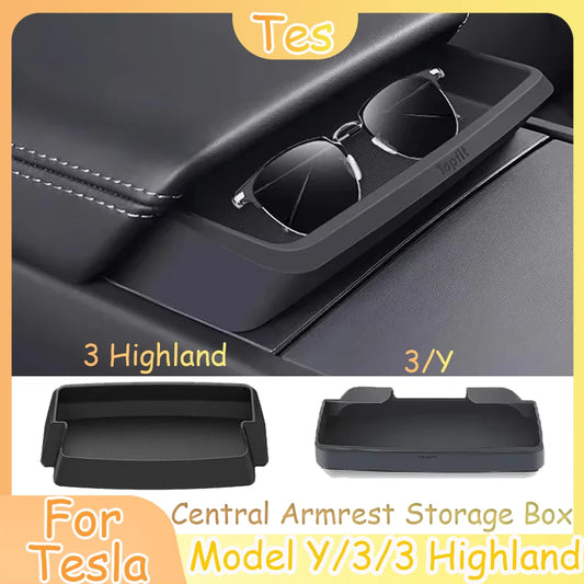 Boîte de rangement d'accoudoir Central pour Tesla modèle Y/3/3, étui de rangement pour lunettes de voiture Highland, accessoire multifonctionnel pour téléphone, nouveauté 2024