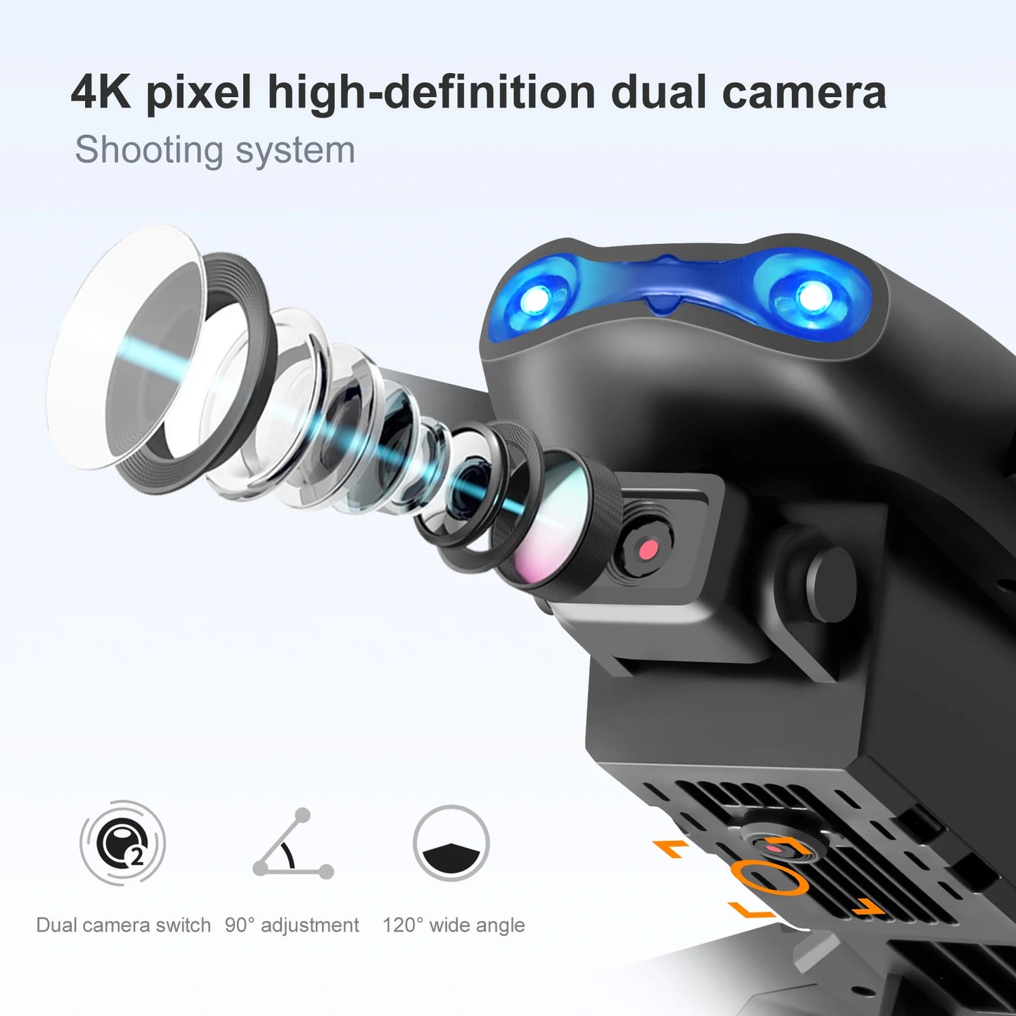 Drone professionnel E99 Pro avec caméra 4K, photographie aérienne, caméra HD pour touristes, évitement d'obstacles à trois côtés, quadrirotor