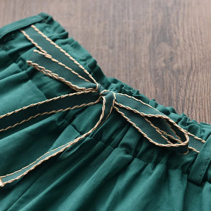 Bear Leader – vêtements pour enfants filles, chemise + short à rayures, costume 2 pièces, avec nœud floral, à la mode, ensembles de vêtements pour enfants, 2022
