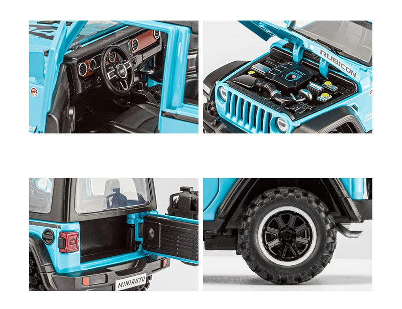 Tout-terrain 7 portes pour modèle de voiture jouet Wrangler moulé sous pression, véhicule en alliage métallique à l'échelle 1/32 pour enfants garçons filles adultes, portes ouvertes, légères