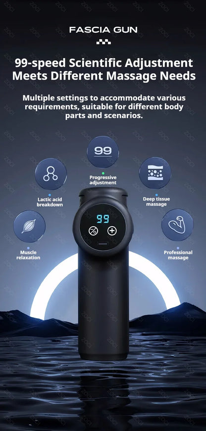 Mini pistolet de Massage Portable à 99 niveaux, pistolet à Fascia portatif, affichage numérique, masseur musculaire par Vibration, masseur de tissus profonds pour le corps