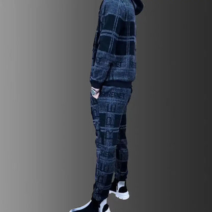 Ensemble de survêtement à capuche avec fermeture éclair pour hommes, veste + pantalon de survêtement avec Logo imprimé de luxe, veste à revers, costume 2 pièces, ensembles athlétiques d'extérieur
