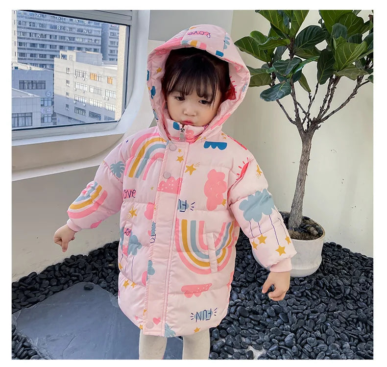 Nouvelles filles garçons doudoune manteaux d'hiver enfants vêtements à capuche coupe-vent manteau pour enfants 2-7 ans coton vêtements d'extérieur chauds