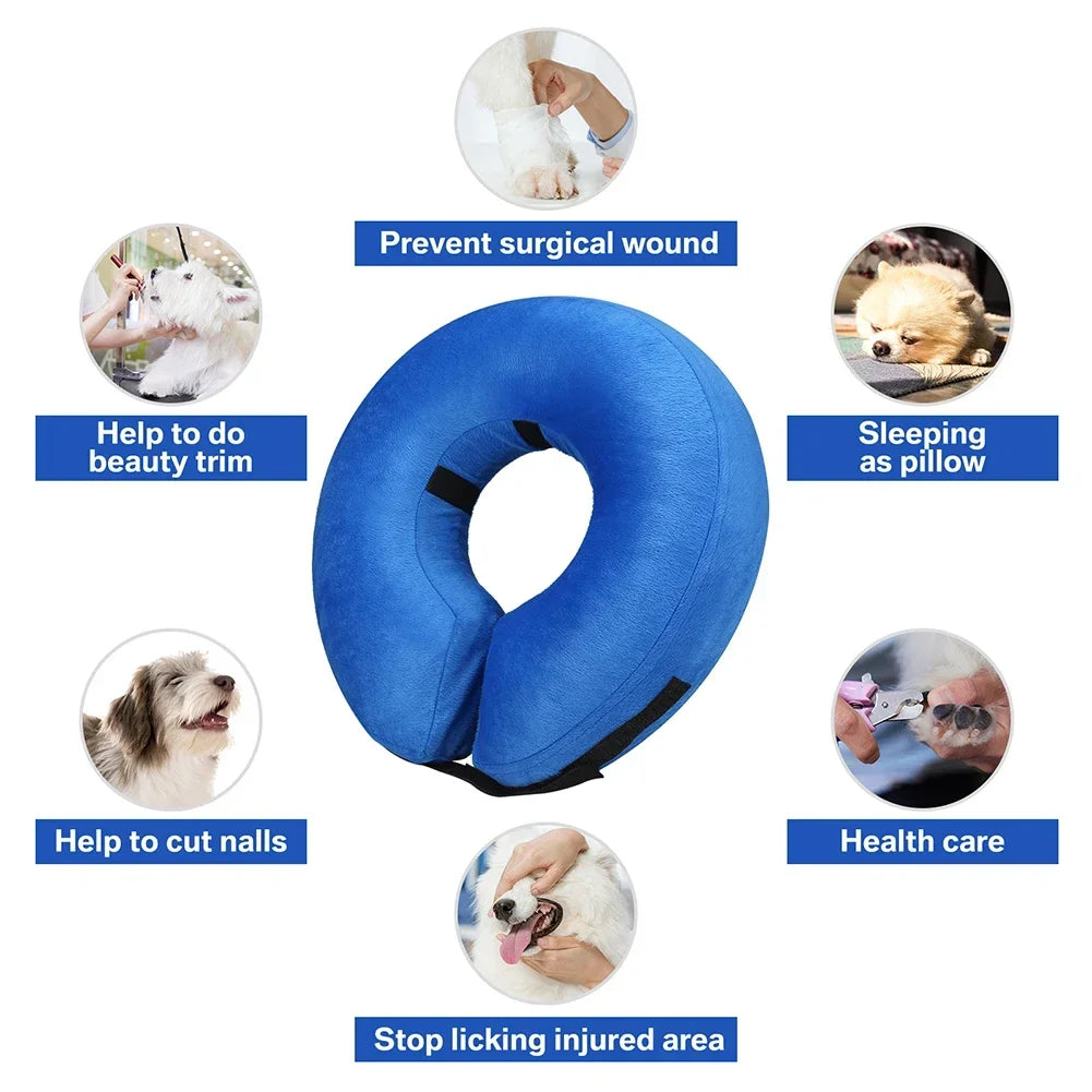 Cônes pour chiens après chirurgie, collier de protection gonflable pour chien, collier de récupération pour animaux de compagnie, cône doux pour petits, moyens ou grands chiens, chats