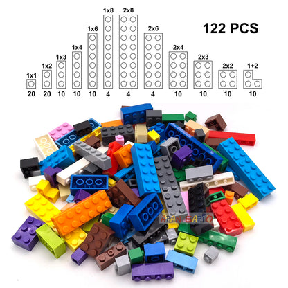 122 pièces figurines épaisses briques 12 tailles bricolage blocs de construction éducatif taille créative Compatible avec 3001 jouets en plastique pour les enfants