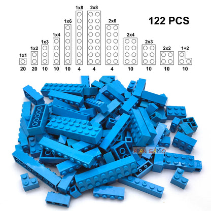 122 pièces figurines épaisses briques 12 tailles bricolage blocs de construction éducatif taille créative Compatible avec 3001 jouets en plastique pour les enfants