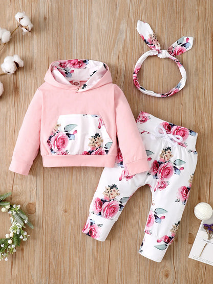 Ensemble de Vêtements à Capuche pour Bébé Fille de 0 à 18 Mois, Haut à Manches sulf, Pantalon, Bandeau de Sauna à Nministériels d Papillon, à la Mode, Automne, 3 Pièces