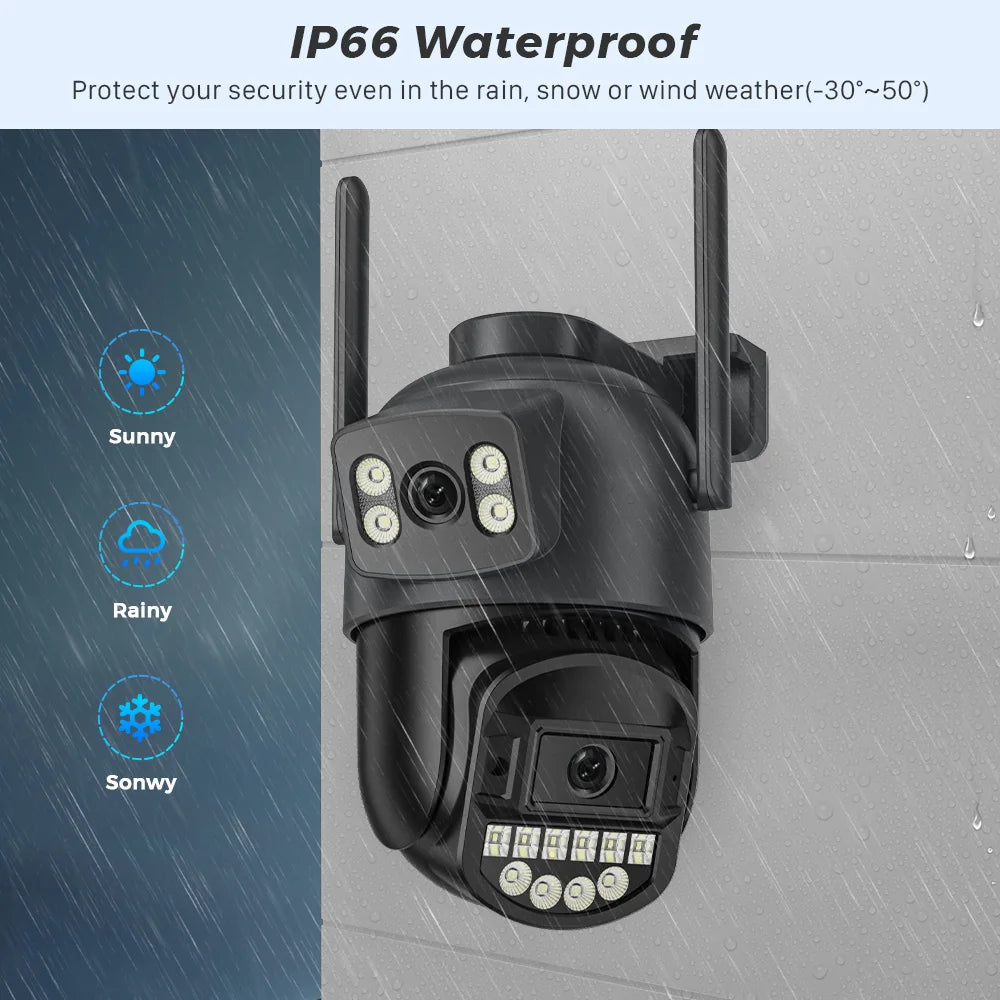 Caméra IP PTZ à double objectif 10MP 5K avec double écran 8MP Ai détection humaine suivi automatique caméra de Surveillance extérieure sans fil O-KAM