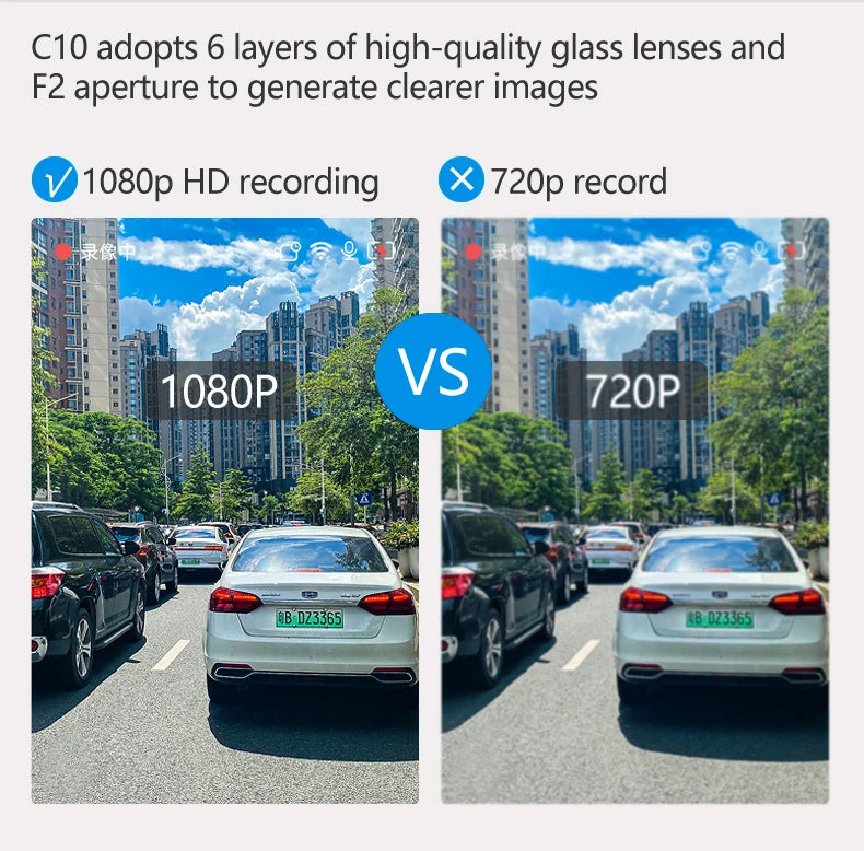 10 pouces pour voiture écran tactile enregistreur vidéo rétroviseur Dash Cam caméra avant et arrière miroir DVR (caméra arrière en option)