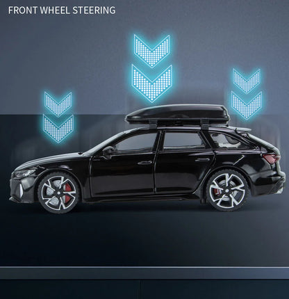Modèle de voiture jouet Audi RS6 avec son et lumière, portes ouvertes en alliage moulé sous pression, jouet de Collection pour garçon et adulte, cadeau de Festival, 1/32