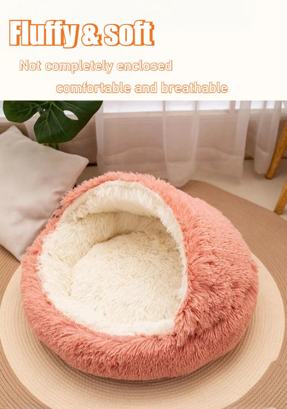 Lit pour animaux de compagnie 2 en 1 en peluche douce 50CM avec housse lit rond pour chat matelas pour chiot chaud chat chien nid de couchage grotte pour petits chiens tapis
