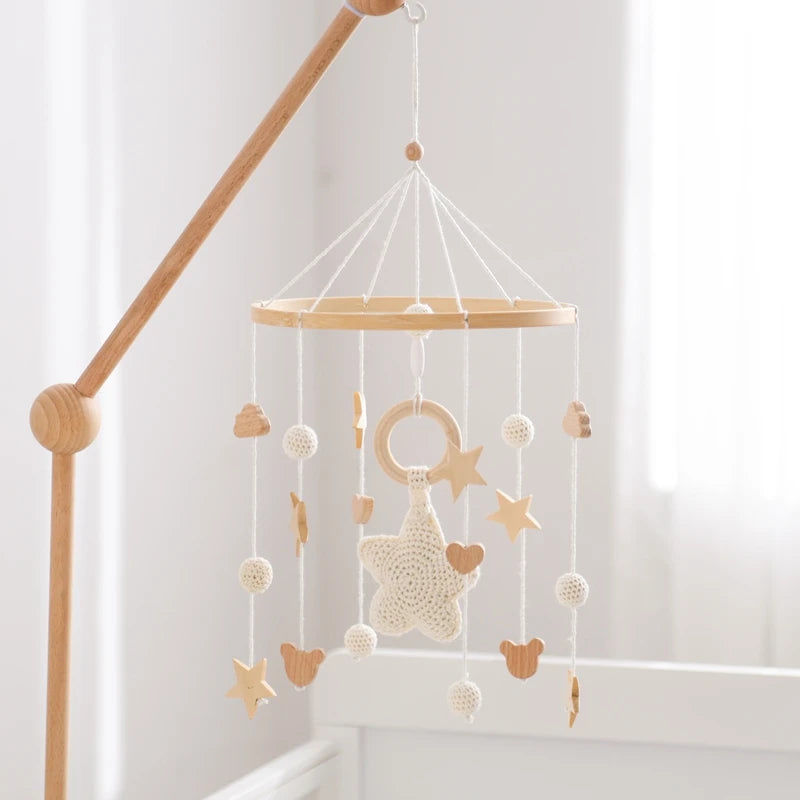 Berceau de bébé lit Mobile cloche hochet jouets en bois Crochet étoiles pendentif lit cloche jouets nouveau-né confort berceau support suspendus jouets cadeaux