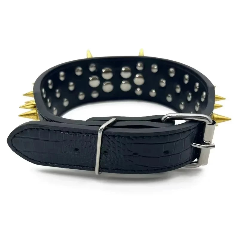 Ensemble collier et laisse pour chien à pointes, collier pour chien en cuir à rivets, collier réglable pour la marche en plein air