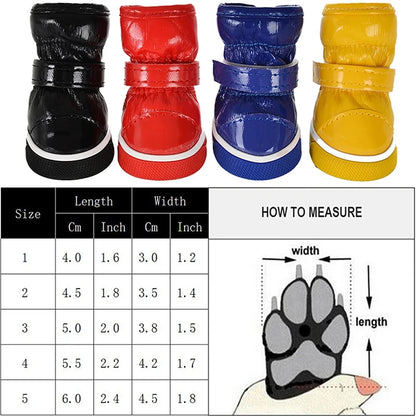 Chaussures d'hiver chaudes et imperméables pour animaux de compagnie, bottes de neige pour chien souriant, chaussures de pluie pour chiot, accessoires pour chihuahua et bouledogue, 4 pièces/ensemble