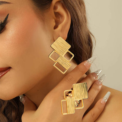 Boucles d'oreilles couleur or 18 carats avec bague, ensemble de bijoux pour mariée, boucles d'oreilles à clip africaines et bague, ensemble de 2 pièces pour bijoux de fiançailles
