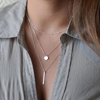 Collier rond à trois couches en argent Sterling 925, chaîne O Simple, pendentif d'amour, cadeau de fête pour femmes, bijoux fins exquis, nouvelle collection