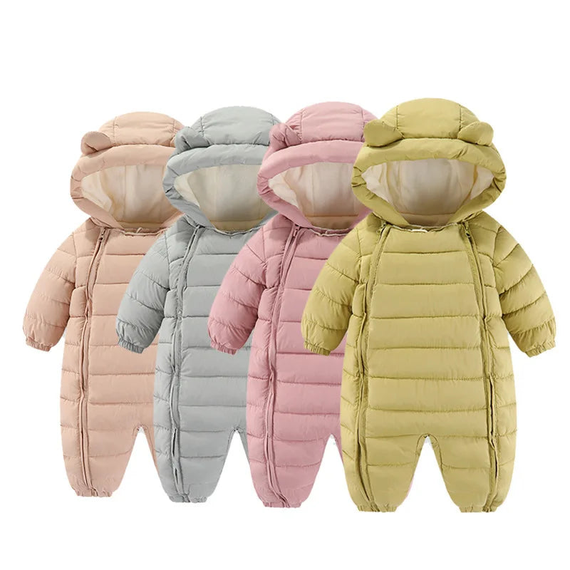 OLEKID 2025 automne hiver bébé barboteuses à capuche Plus velours chaud bébé fille combinaison enfant en bas âge garçons salopette infantile nouveau-né vêtements de nuit