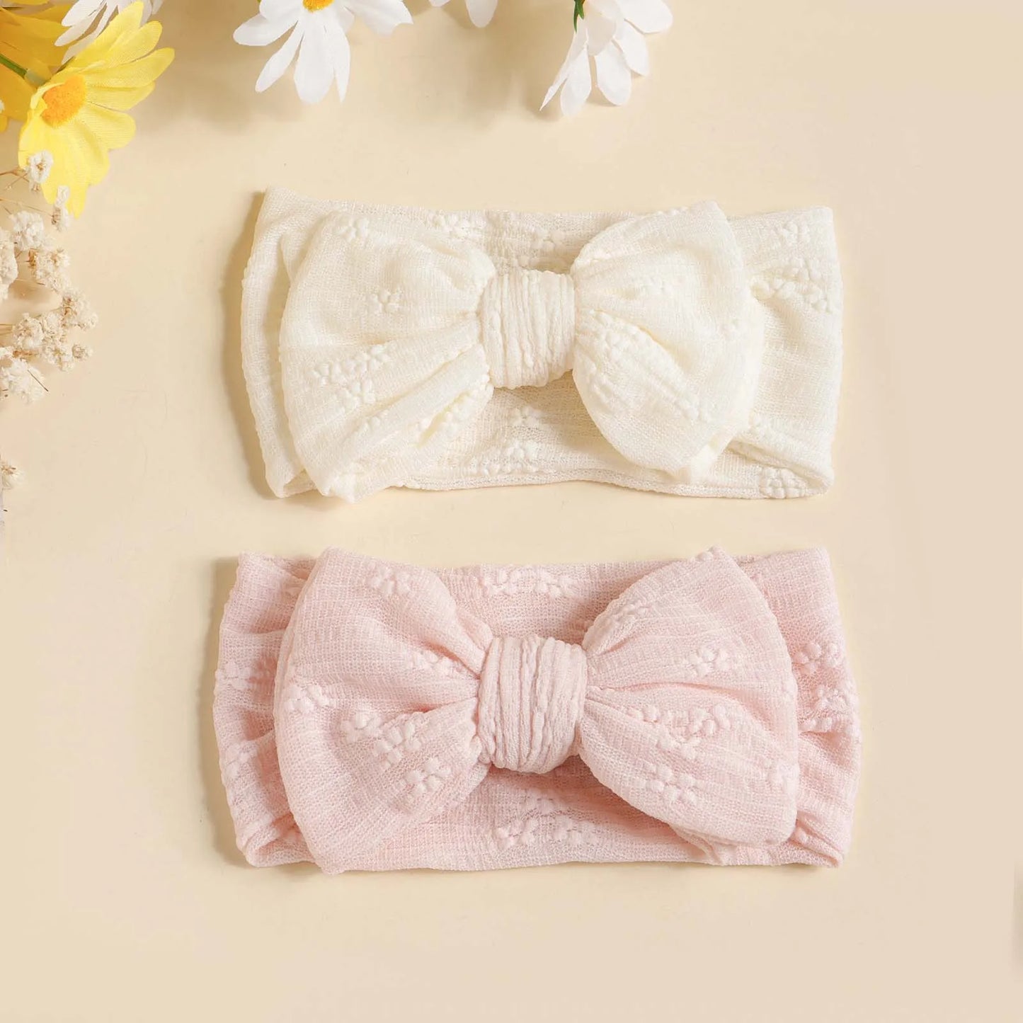 Bandeau en maille respirante et douce pour bébé, 3 pièces, avec nœud Double couche, haute élasticité, couvre-chef adapté aux nourrissons et aux jeunes enfants